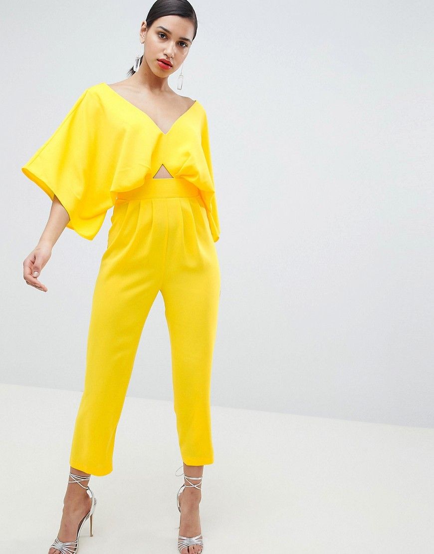 ASOS DESIGN Jumpsuit With Kimono Sleeve And Peg Leg - Yellow | ASOS US
