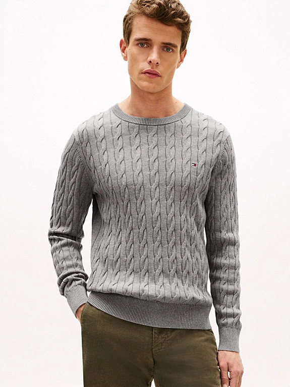 Zopfstrick-Pullover mit aufgestickter Flag | Tommy Hilfiger (DE)