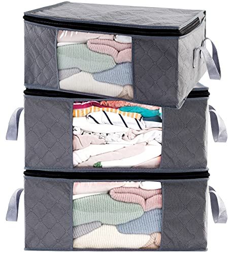 ABO Gear G01 Bins Bags Closet Organizers Sweater Clothes Storage Containers, 3pc Pack, Gray, 3 Co... | Amazon (US)
