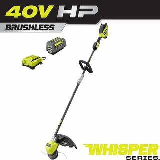 RYOBI 40V HP Brushless Whisper Series 17 in. Cordless Battery Carbon Fiber Shaft String Trimmer w... | The Home Depot