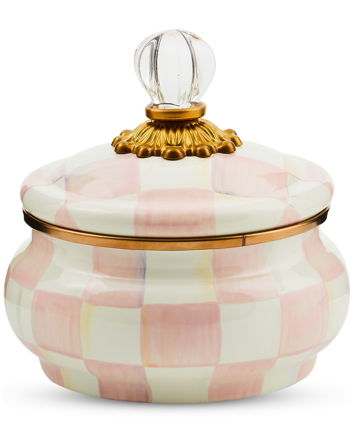 Mackenzie-Childs Rosy Check Enameled Steel Squashed Pot | Macy's