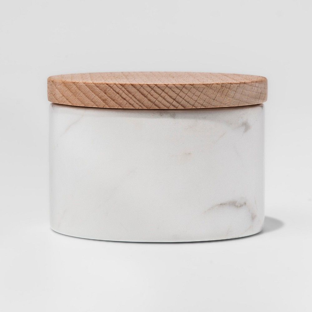 Marble Salt Box with Beechwood Lid White - Threshold , White Brown | Target