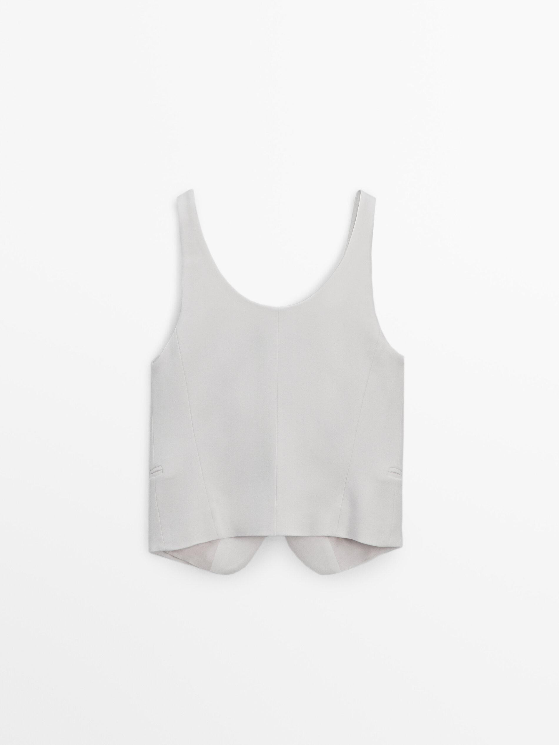 V-neck suit waistcoat top | Massimo Dutti UK