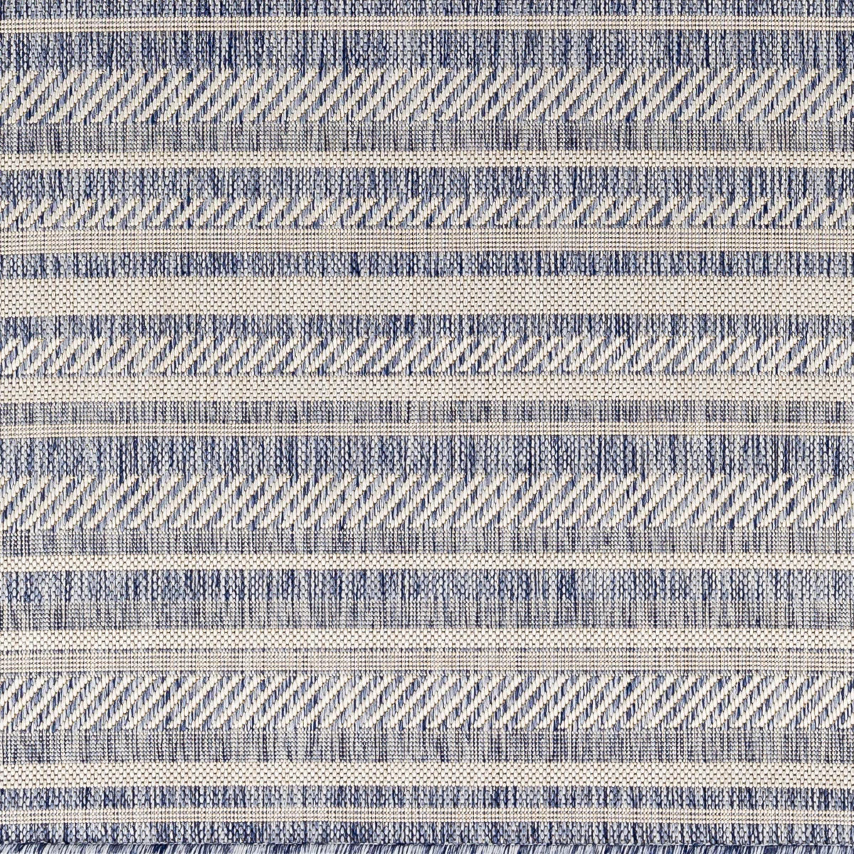 Striped Blue/Charcoal Indoor/Outdoor Area Rug | Wayfair North America