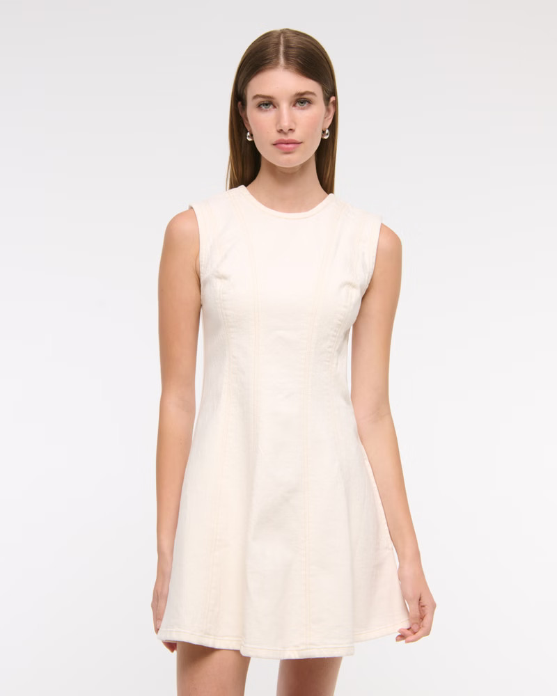Women's High-Neck Seamed Denim Mini Dress | Women's Dresses & Jumpsuits | Abercrombie.com | Abercrombie & Fitch (US)