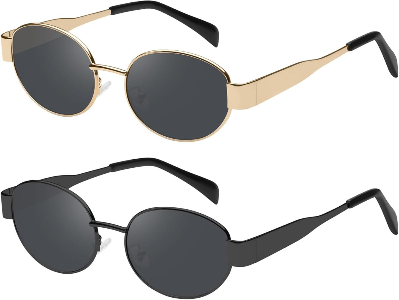 YDAOWKN Retro Oval Sunglasses for Women Men Trendy Classic Shades Sun Glasses Metal Frame UV400 P... | Amazon (US)