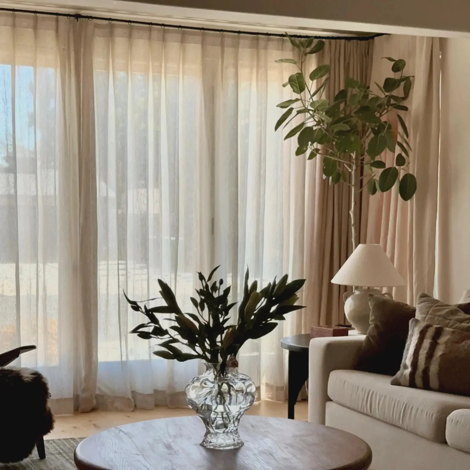 Joy 100% European Flax Linen Sheer Curtain Pleated | TWOPAGES