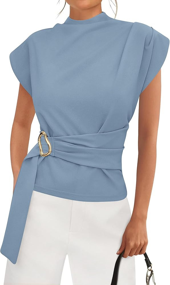 PRETTYGARDEN Women Blouses Summer Business Casual Tops | Amazon (US)