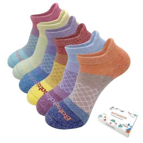 bataidis Women's Colorful Low Cut Casual Athletic Ankle Socks 6 pairs Small | Amazon (US)