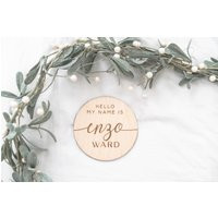 Hello My Name Is - Baby Wood Sign | Announcement Newborn Photo Prop Custom Engraved Birth Wooden Pla | Etsy (US)