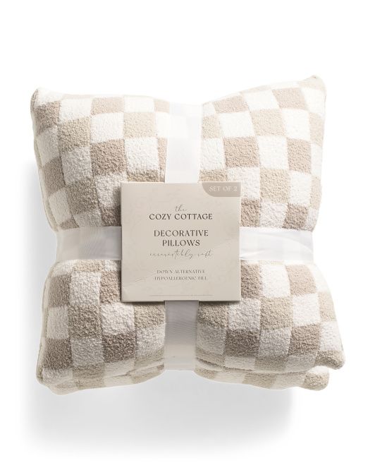 2pc Checkered Cozy Knit Pillows | TJ Maxx