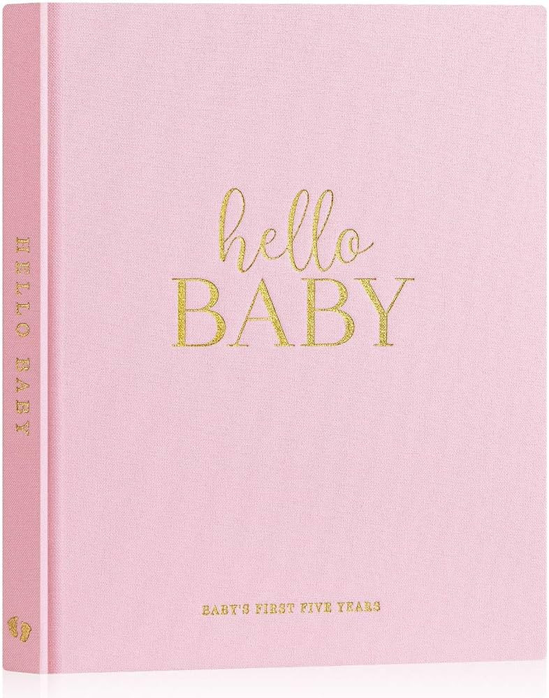 Lanpn Hello Baby First 5 Year Memory Book for Boy Girl - Linen Hardcover Baby Book Keepsake for N... | Amazon (US)
