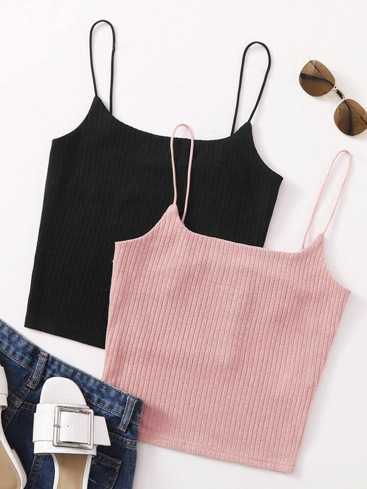 SHEIN 2 Pack Rib-knit Cami Top | SHEIN