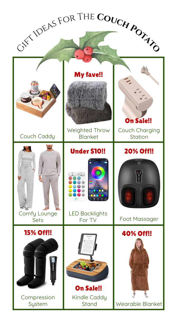 Gift ideas for those who love a good binge watching session. My personal favorite item is a good weighted throw! 

 #LTKGiftGuide #LTKHoliday #LTKSaleAlert