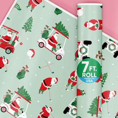 Big Dot of Happiness Golfing Santa Wrapping Paper, Golf Christmas Holiday Gift Wrap Roll, Funny Santa Christmas Gift Paper, 24 in x 7 feet, 1 Roll | Target