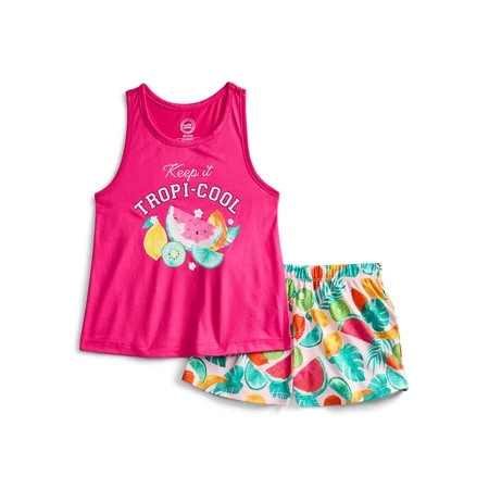 Wonder Nation Girls Tank Top and Shorts 2-Piece Pajama Set Sizes 4-18 | Walmart (US)