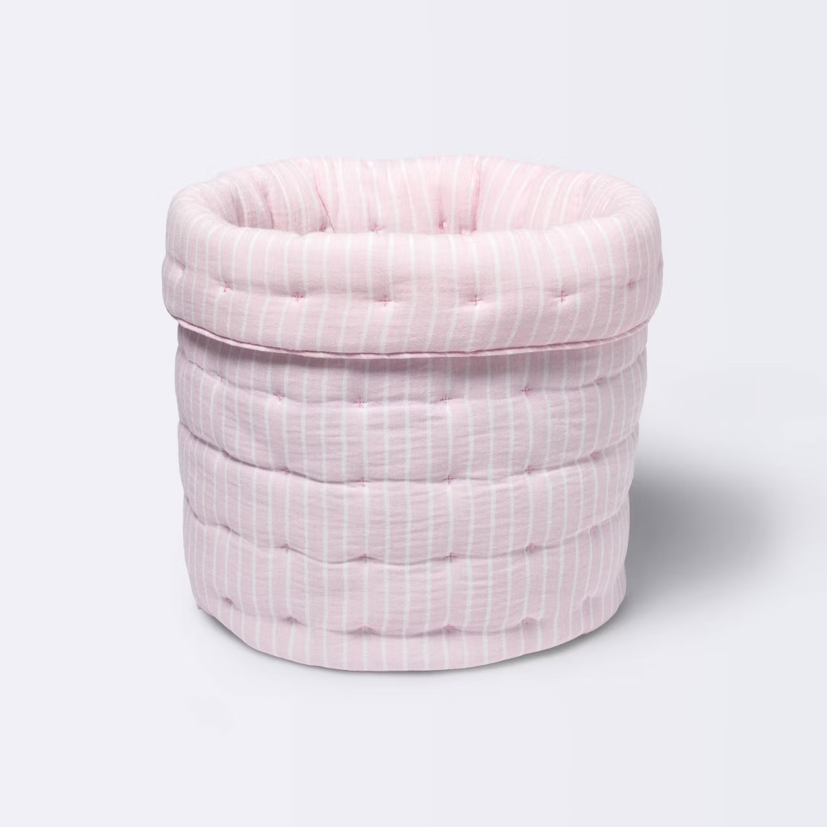 Quilted Gauze Medium Round Storage Bin - Cloud Island™ Pink Stripe | Target