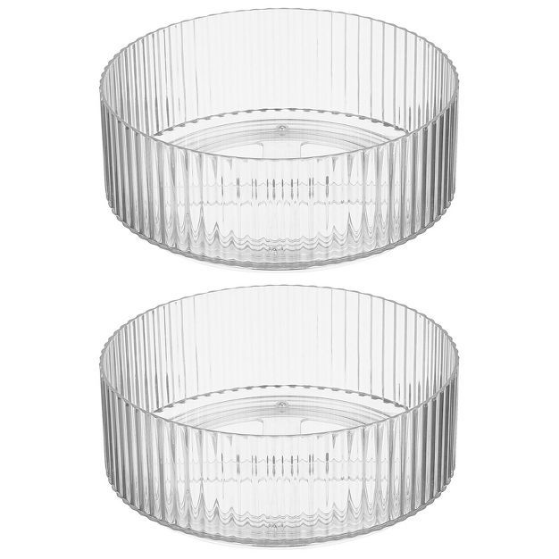 mDesign Fluted Lazy Susan Turntable Spinner, Kitchen Organizing, 2 Pack, Clear | Target