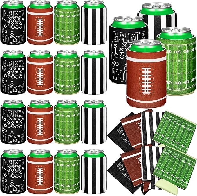 SiliFine 12 Count Football Party Favors Supplies Football Can Cooler Sleeves American Soft Insula... | Amazon (US)