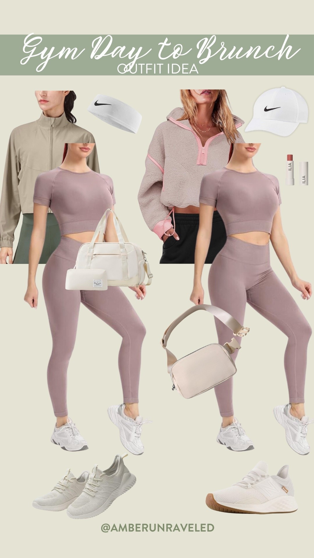 Gym then brunch! All you have to wear is this athleisure set that you can easily switch up with a cute pink fleece sweater jacket and cap for brunch. All of these are available on Amazon. shoe inspo, gym bags, ahtleisure gym wear, LTK Fitness, LTK Style Tip

#LTKFindsUnder50 #LTKU #LTKSeasonal