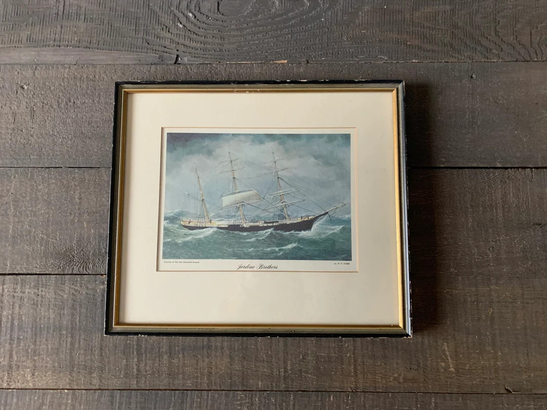 Vintage Ship Prints, Vintage Wood Frames, Gallery Wall, Library Wall, Vintage Decor | Etsy (US)