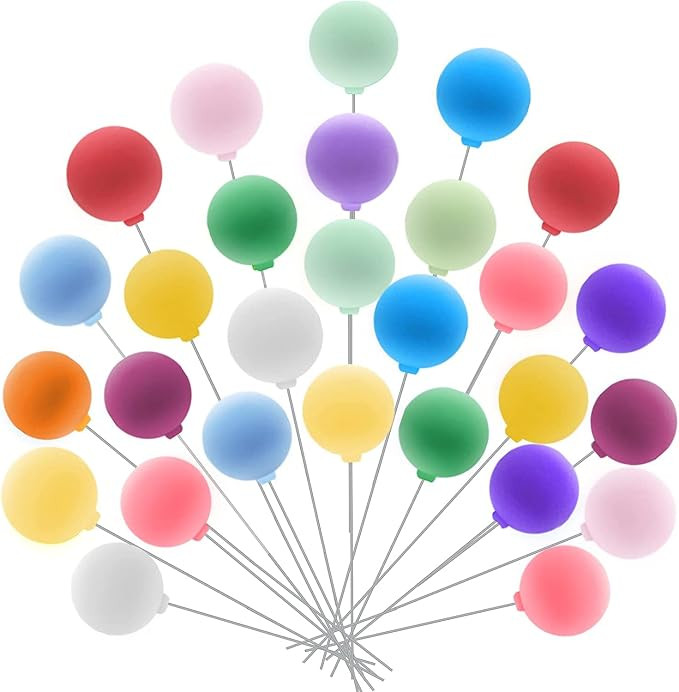 Newmemo 30 Pieces Balloon Cake Topper Mini Colorful Balloon Cake Picks Balloon Cupcake Topper Bal... | Amazon (US)