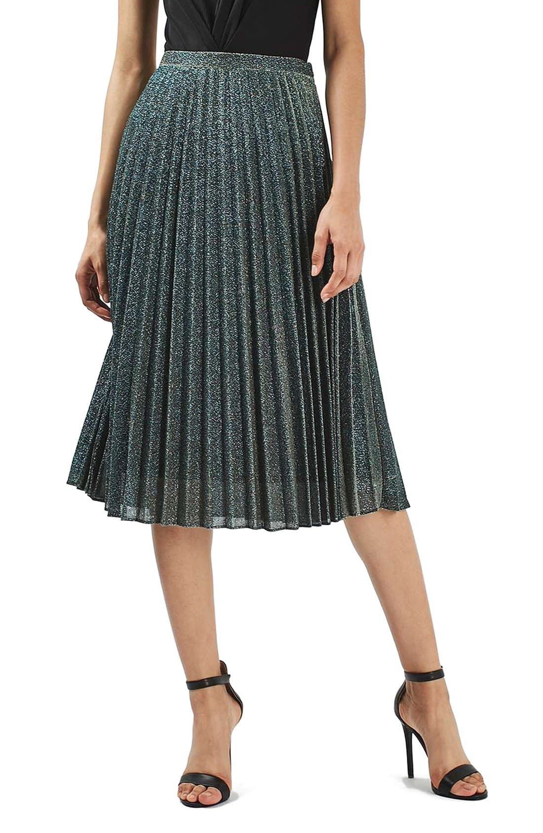 Glitter Pleated Midi Skirt | Nordstrom