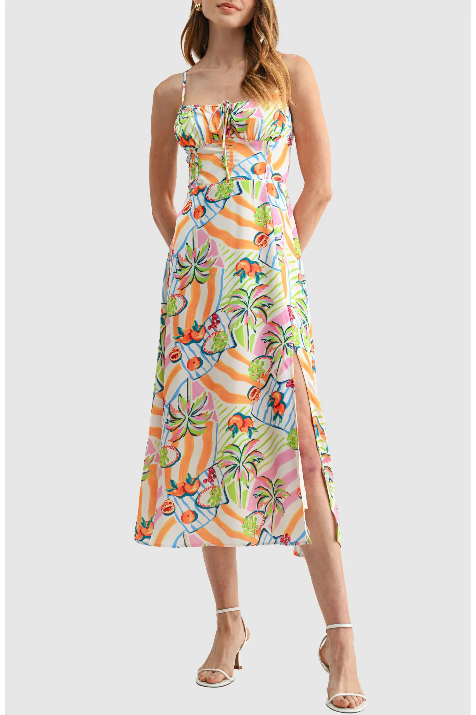 Shirred Neckline Midi Dress (Women) | Nordstrom | Nordstrom