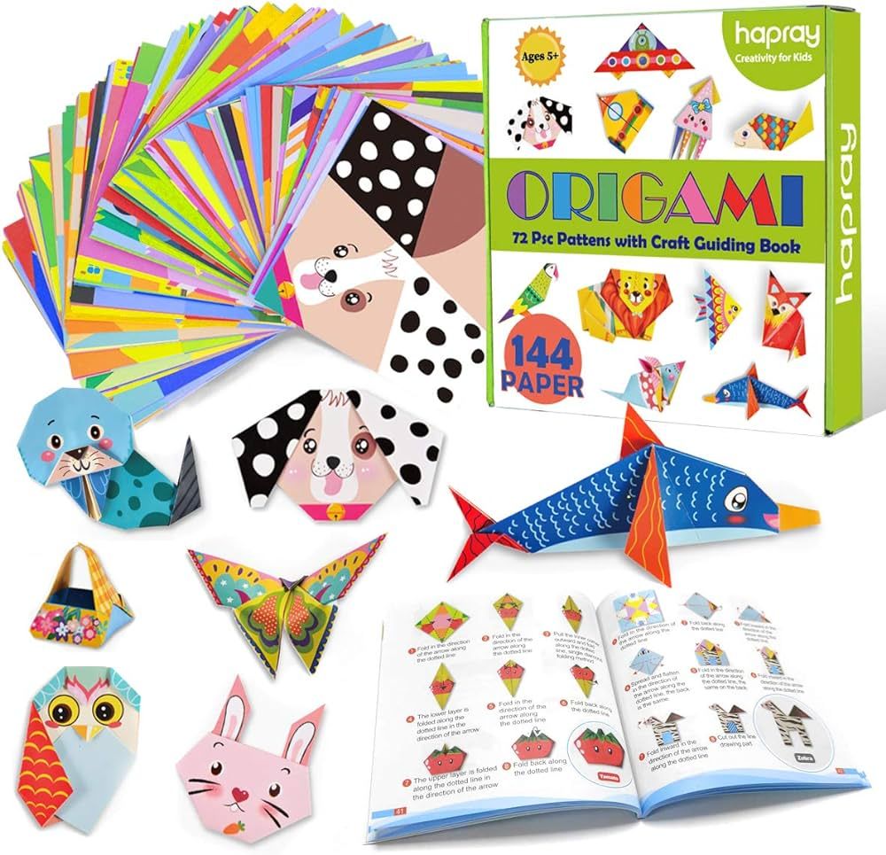hapray Origami Kit 144 sheets Origami Paper for Kids 72 Patterns with Craft Guiding Book | Amazon (US)