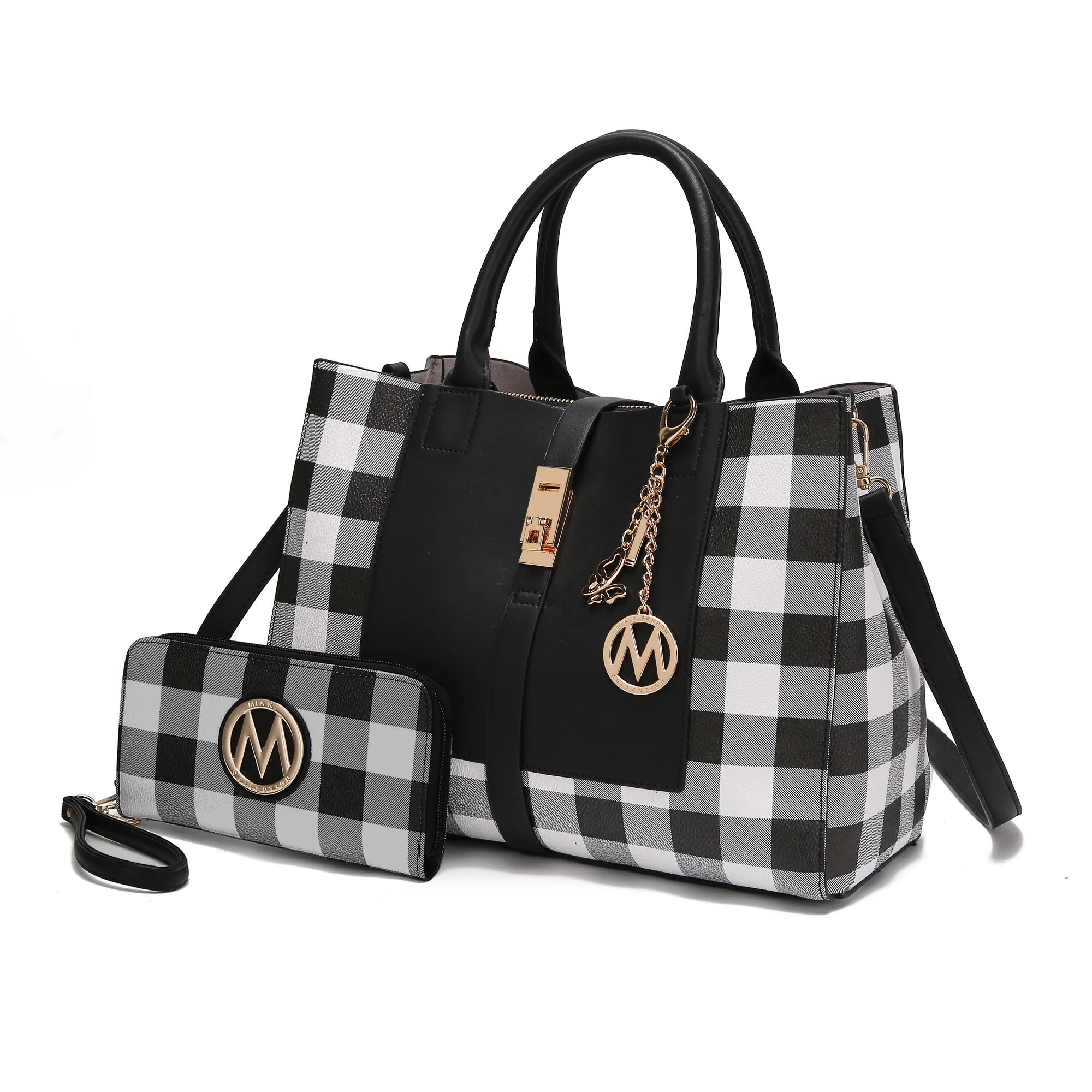MKF Collection Yuliana Checkered Satchel Bag with Wallet by Mia K. | Walmart (US)