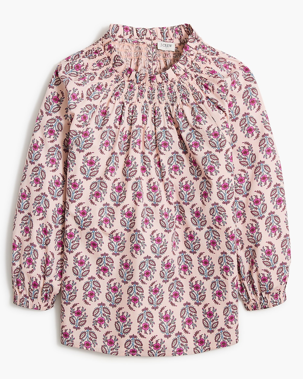 Printed smocked-neck top | J.Crew Factory