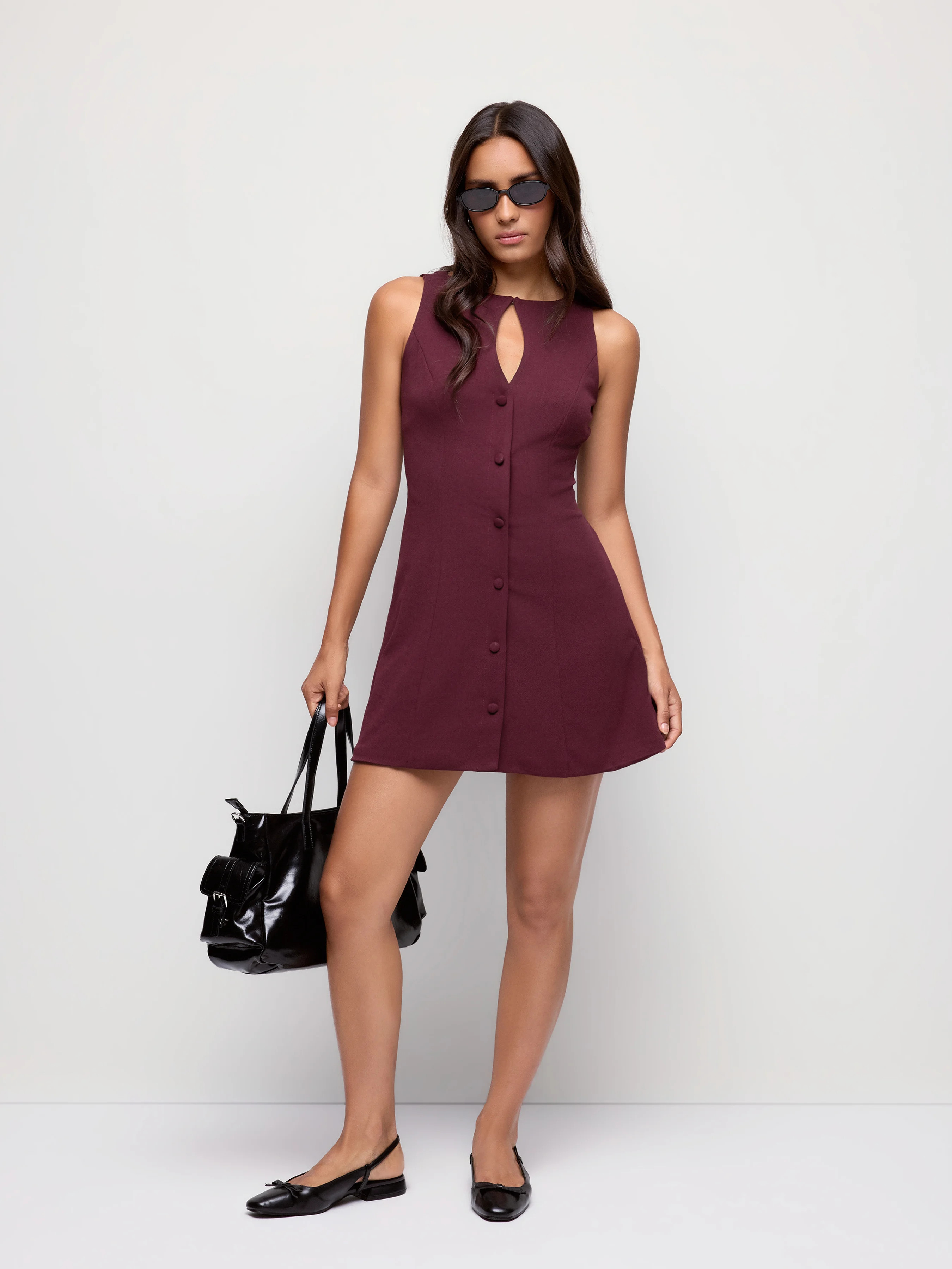Boat Neck Cut Out A-line Mini Dress | Cider