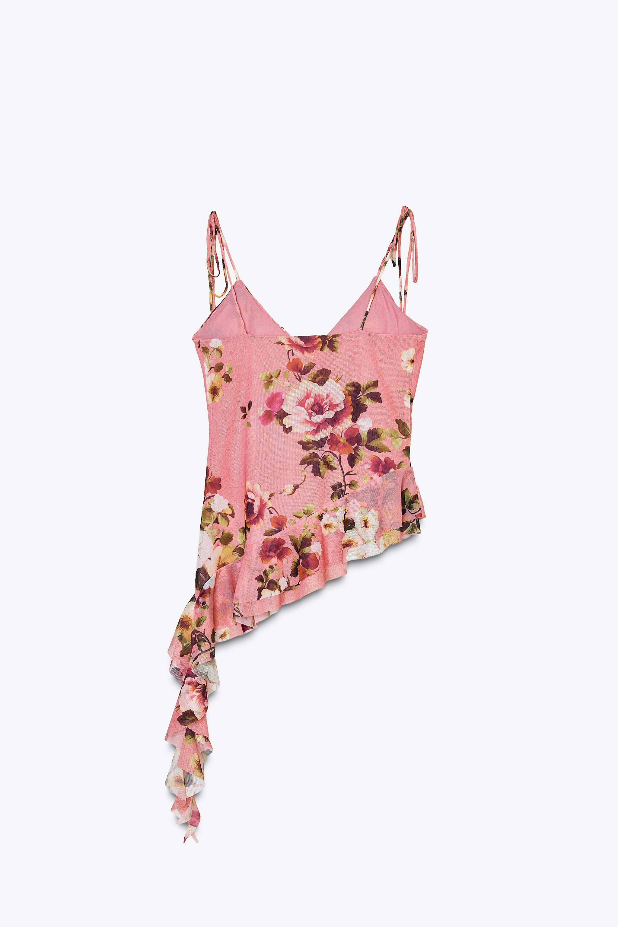 PRINTED TULLE STRAPPY TOP | Zara UK
