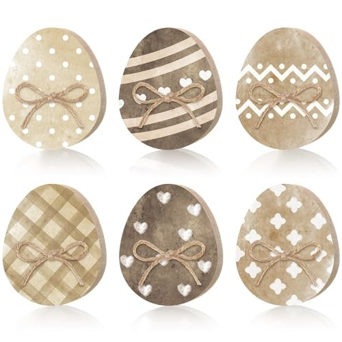 Seeloowy 6 Pcs Easter Bunny Wooden Signs Bunny Easter Egg Wooden Table Centerpiece Table Signs with Rope for Home Decoration Tiered Tray Decor(Novelty) | Amazon (US)