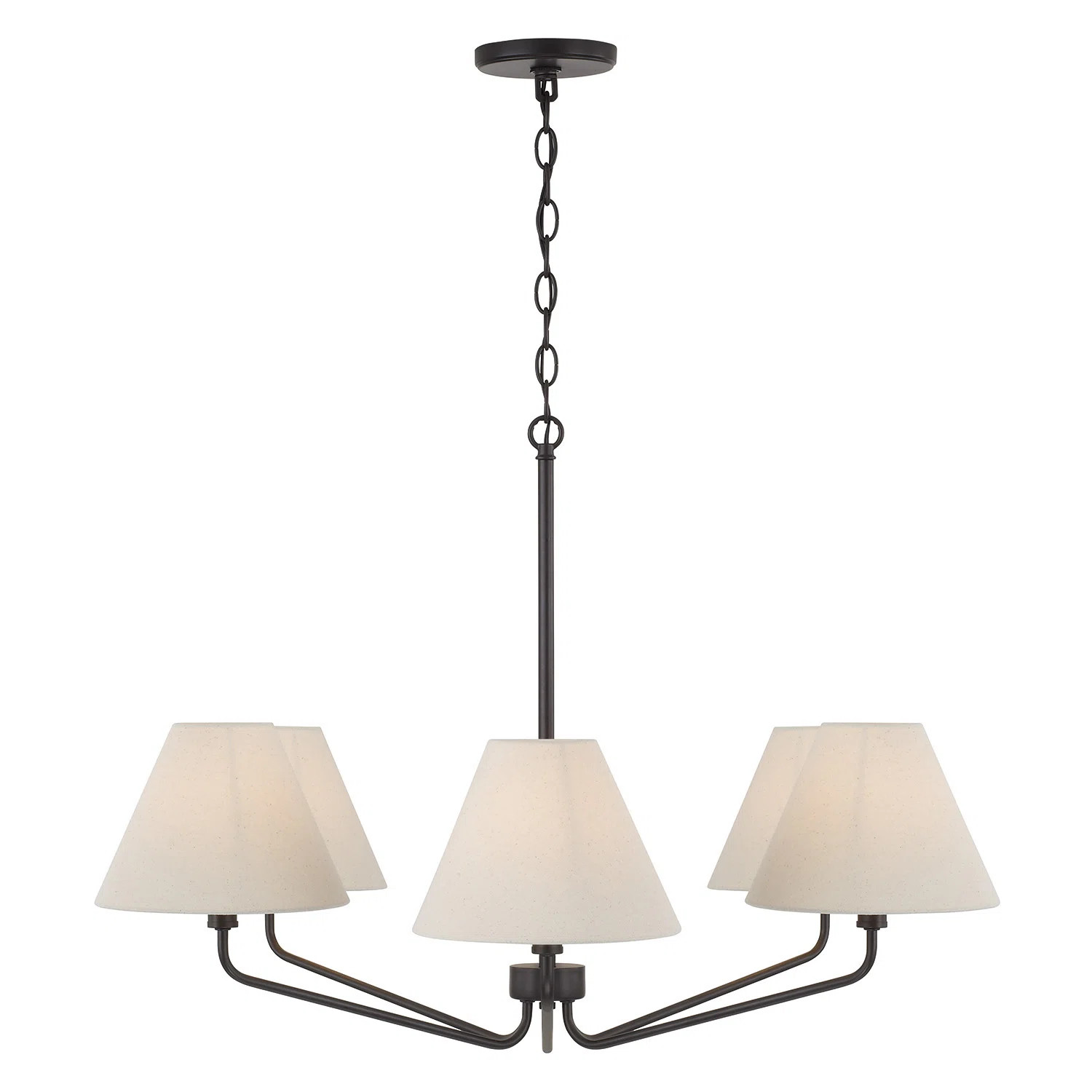 34" W x 22.5" H 6-Light Angular Chandelier with Tapered White Fabric Shades | Wayfair North America