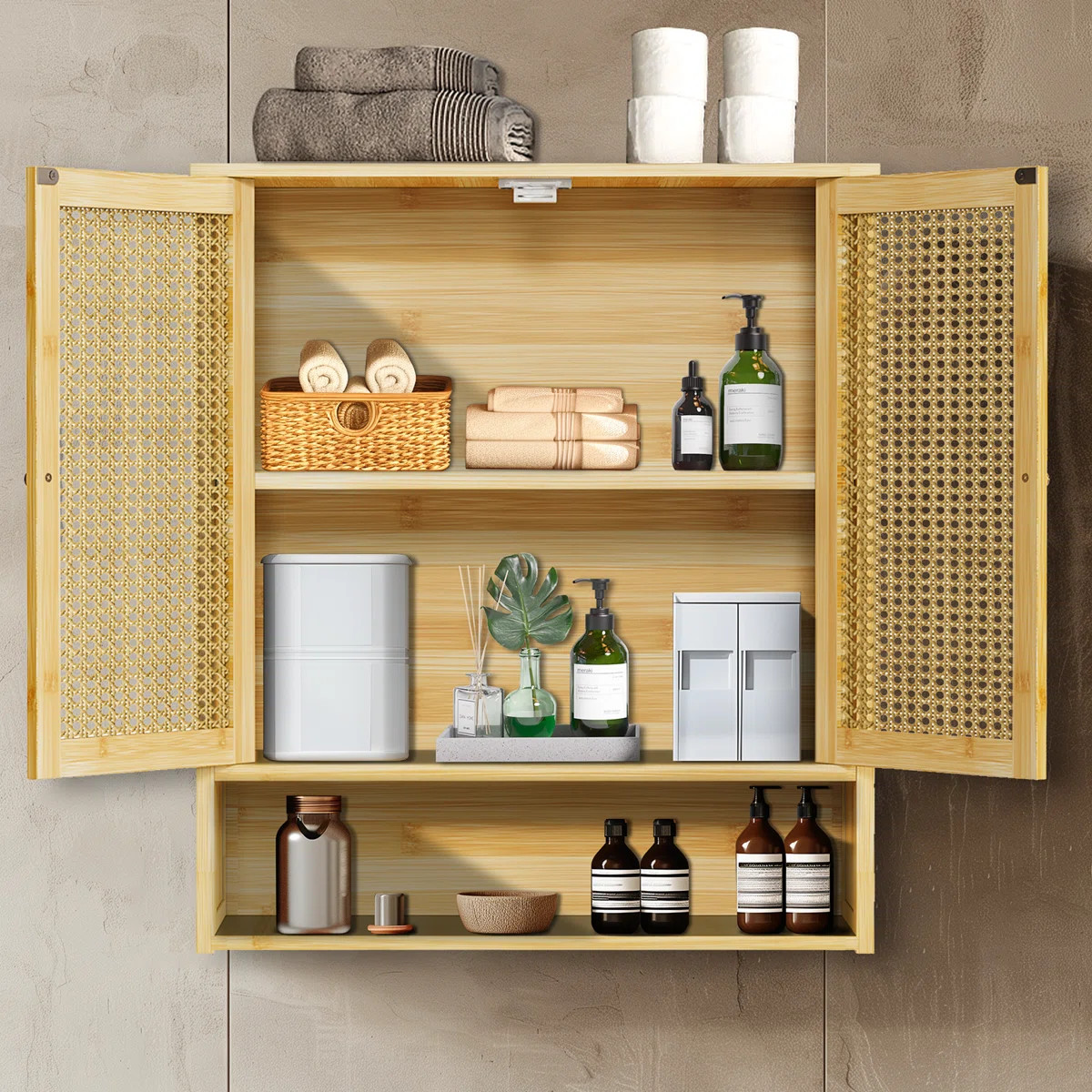 Double Door Bathroom Wall Mounted Medicine Cabinet Kitchen Storage Organization With 3 Shelves | Wayfair North America