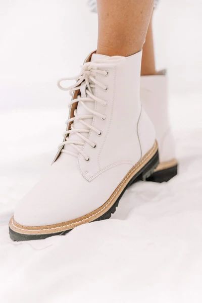 White Ella Combat Boots | Lane 201 Boutique
