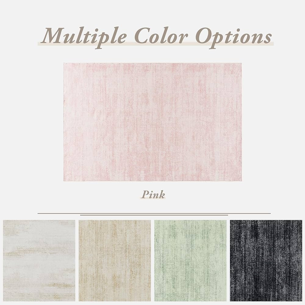 Light Pink Rug 5x7 for Nursery Bedroom,Abstract Cute Modern Washable Boho Area Rugs for Girls Roo... | Amazon (US)