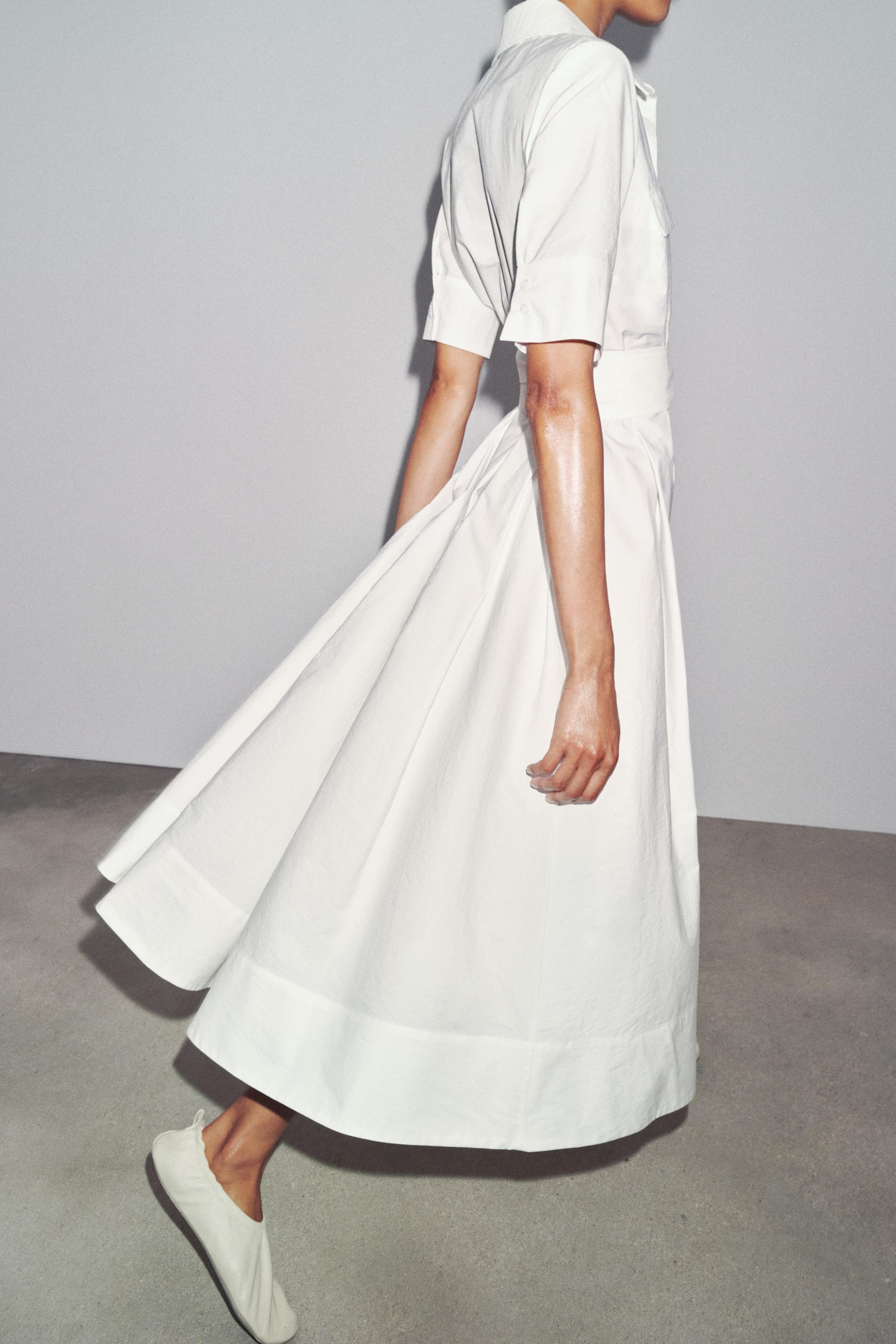 ZW COLLECTION POPLIN MIDI DRESS | Zara US