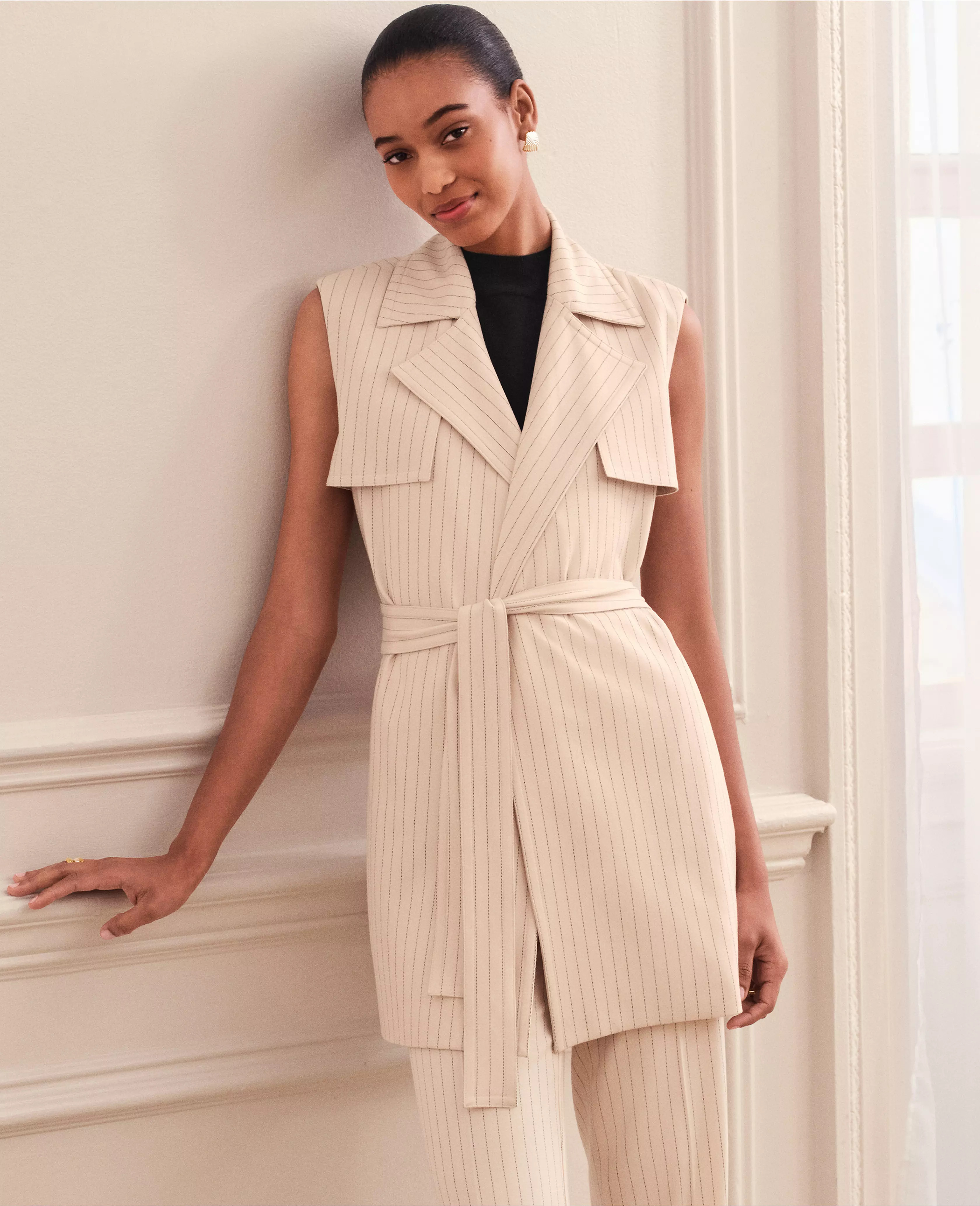Pinstriped Trench Vest | Ann Taylor
