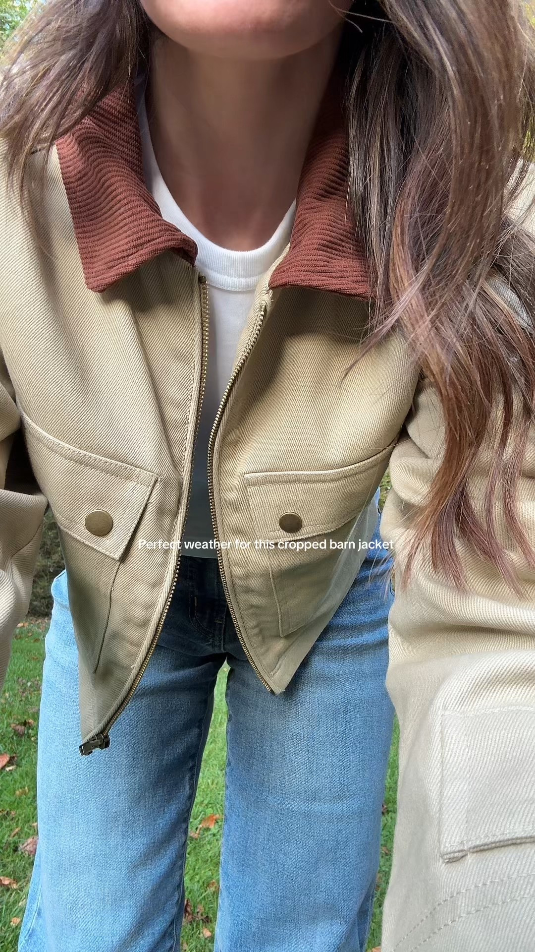 Wearing xs in shirt &amp; jacket 
Size 0 jeans 
Barn jacket
Fall outfit inspo 
Old navy jeans 
Uniqlo crew neck t shirt 
Adidas handball spezial

#LTKStyleTip #LTKSeasonal #LTKFindsUnder50