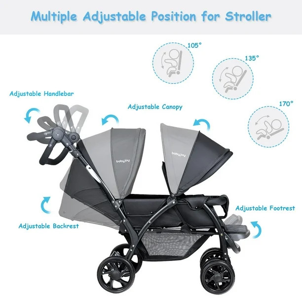 Foldable Twin Baby Double Stroller Lightweight Travel Stroller Infant Pushchair | Walmart (US)