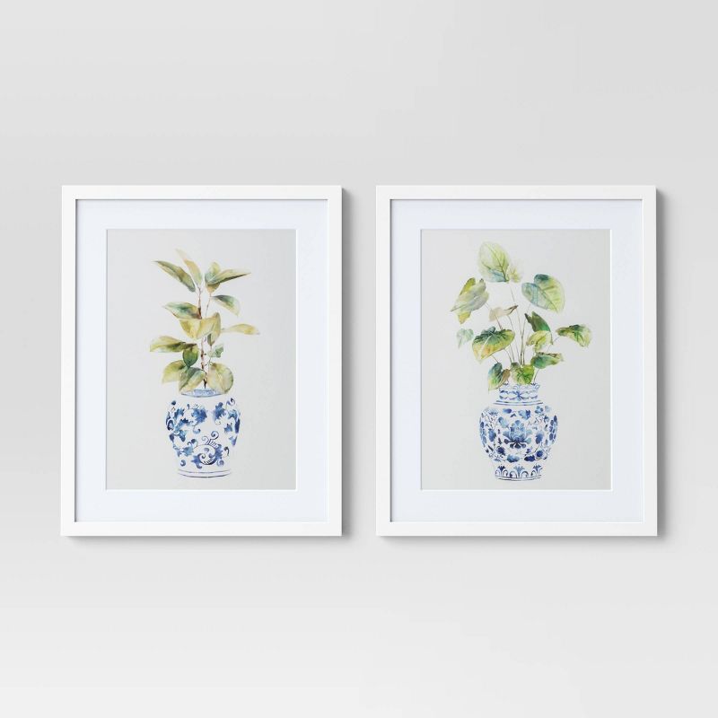 16" x 20" 2pk Vases Framed Under Glass Blue - Threshold™ | Target