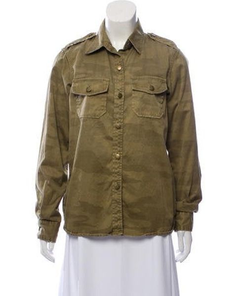 Current/Elliott The Perfect Shirt Camouflage Button-Up Olive | The RealReal