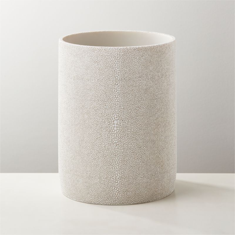 Shaw Shagreen Ivory Wastecan + Reviews | CB2 | CB2