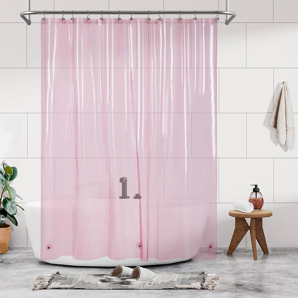 Shower Curtain Liner - Premium Clear Pink PEVA Shower Liner with 3 Magnets and Metal Grommets, Wa... | Amazon (US)