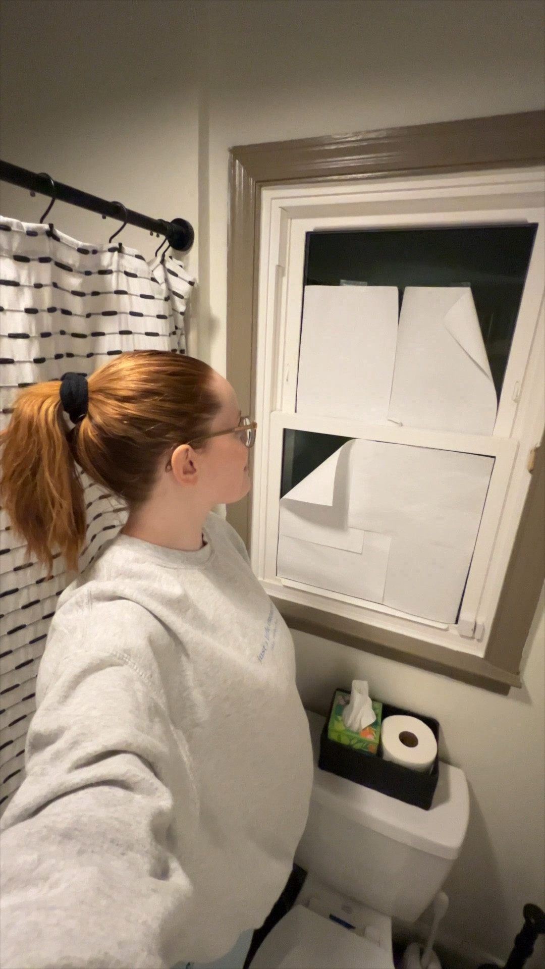 Finally put privacy film on the bathroom window. The perfect 1 hour DIY to add privacy to any space  

#LTKhome #LTKVideo #LTKfindsunder50