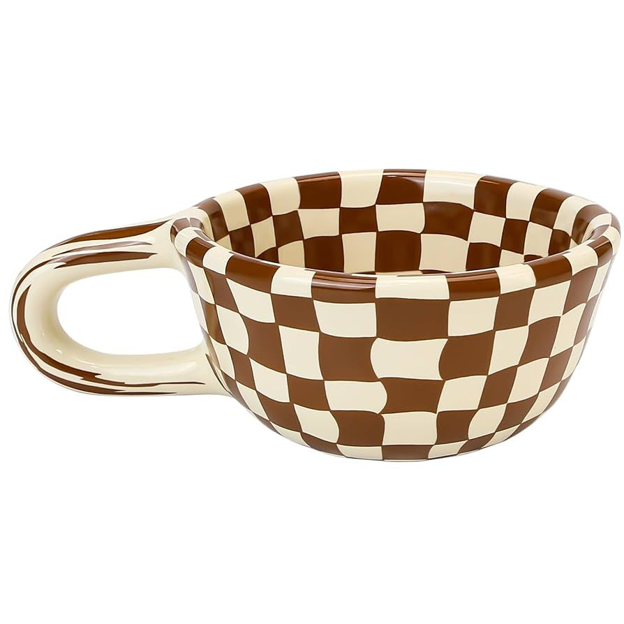 Checkered Coffee Mug 4x2 inch, Creative Irregular Checkerboard Ceramic High-value Retro Afternoon... | Amazon (US)