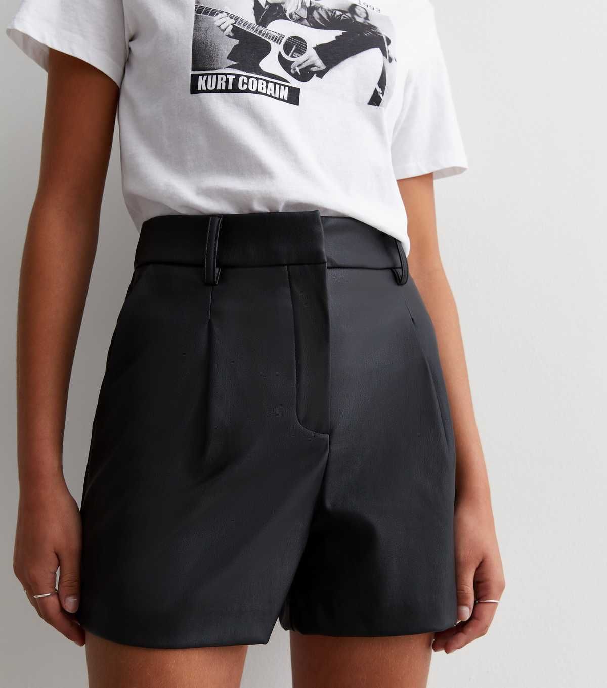 Black Leather-Look Tailored Shorts
						
						Add to Saved Items
						Remove from Saved Items | New Look (UK)