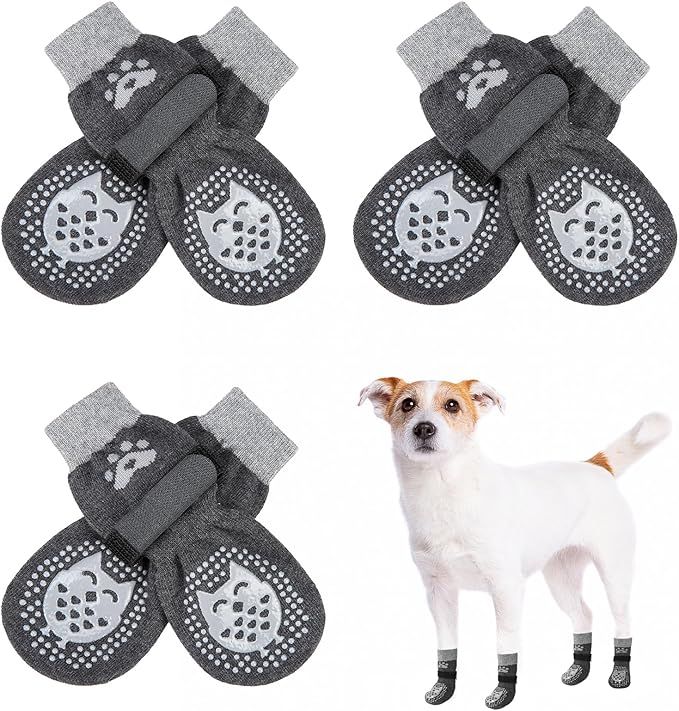 SCENEREAL Double Side Anti-Slip Dog Socks for Hot/Cold Pavement, Non-Slip Dog Shoes for Hardwood ... | Amazon (US)